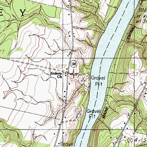 Topographic Map of Sidney Fire Department, ME