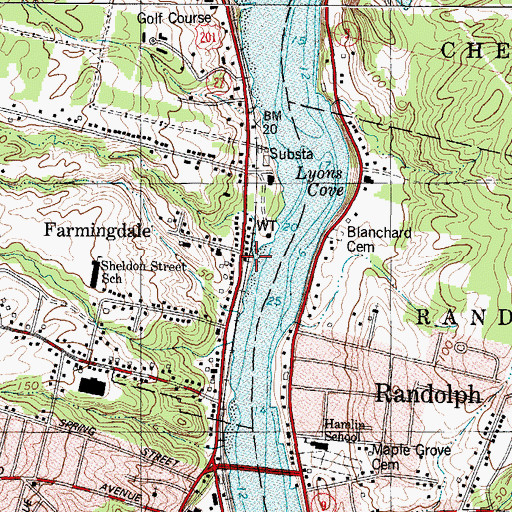 Topographic Map of Farmingdale Volunteer Fire Department Central Station, ME