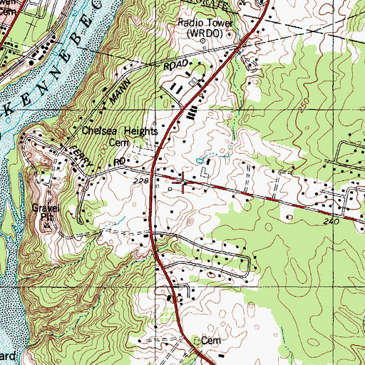 Topographic Map of Chelsea Volunteer Fire Department Hallowell Road Station, ME