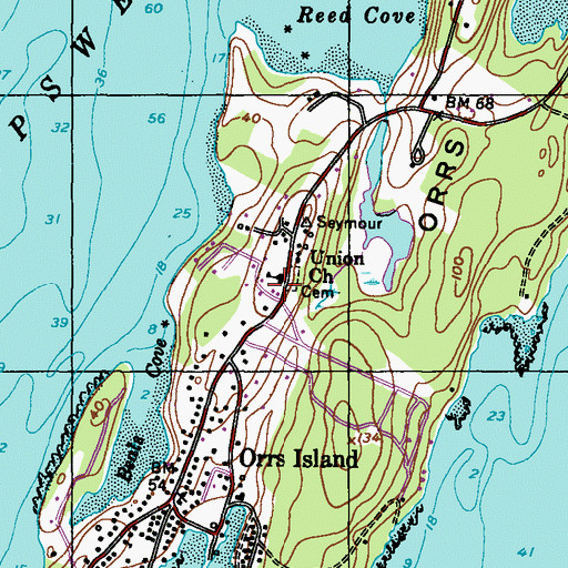 Topographic Map of Orrs Island Fire Station, ME