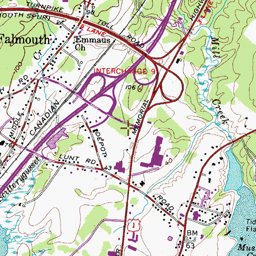 Topographic Map of Falmouth Emergency Medical Services Central Fire Station, ME