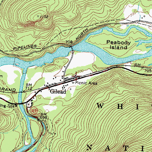 Topographic Map of Gilead Fire Station, ME