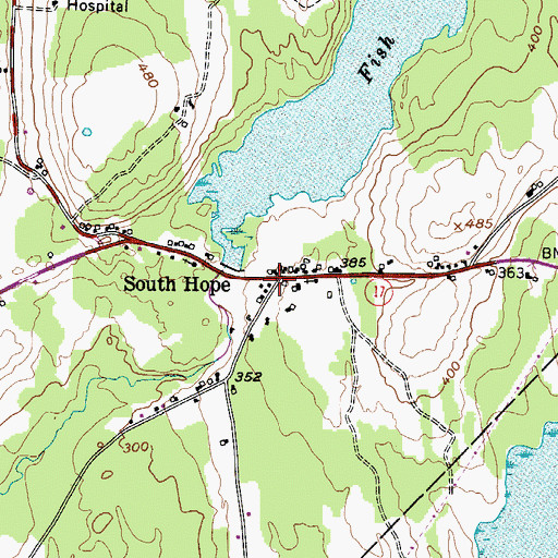 Topographic Map of Hope Volunteer Fire Department South Hope Station, ME