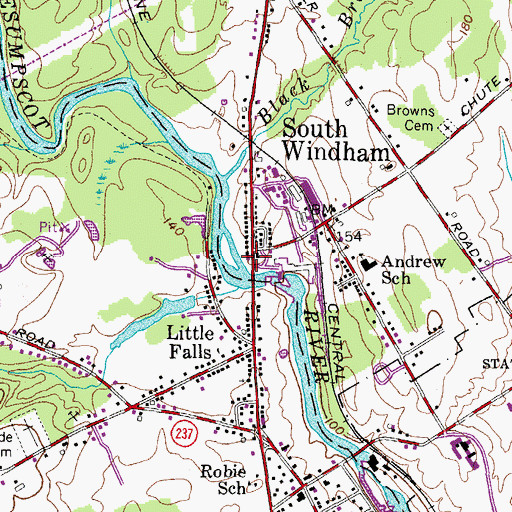 Topographic Map of Windham Fire Rescue Department District 1, ME
