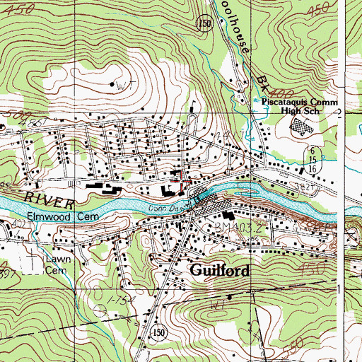 Topographic Map of Guilford Fire Department, ME