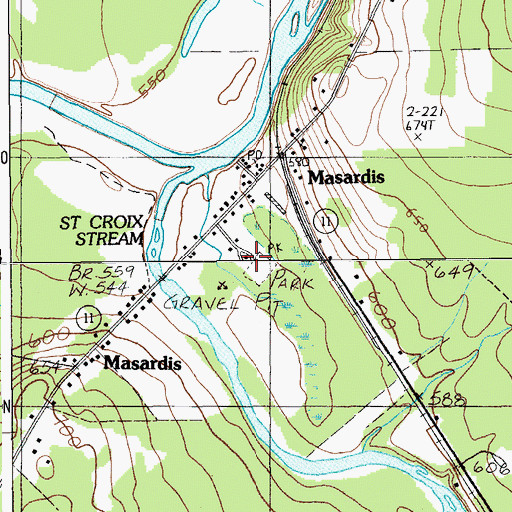 Topographic Map of Masardis Volunteer Fire Department, ME