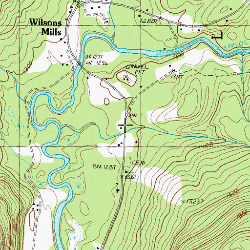 Topographic Map of Wilsons Mills Fire Department, ME