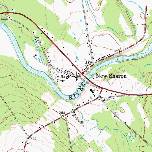 Topographic Map of New Sharon Fire Station, ME