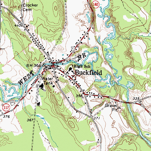 Topographic Map of Buckfield Fire Department, ME