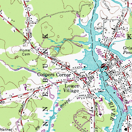 Topographic Map of Kennebunk Fire and Rescue Washington Hose Company, ME