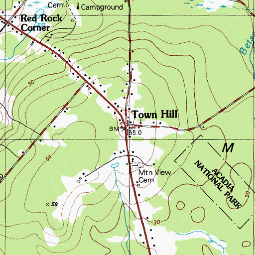 Topographic Map of Bar Harbor Ambulance Town Hill Station, ME
