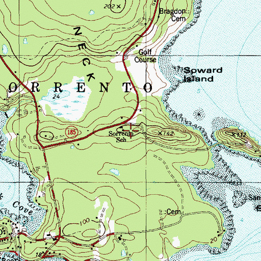 Topographic Map of Sorrento Fire Department, ME