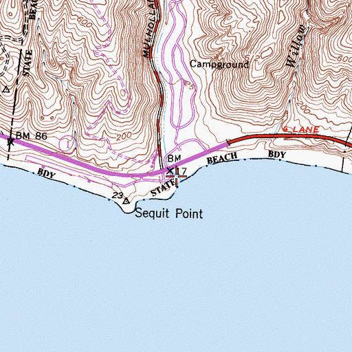 Topographic Map of Arroyo Sequit, CA