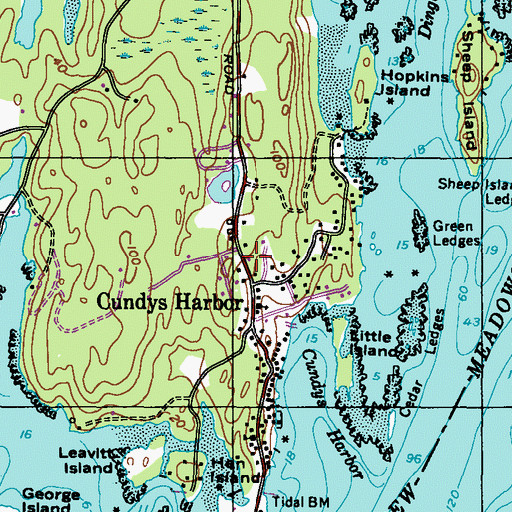 Topographic Map of Cundys Harbor Fire Department, ME