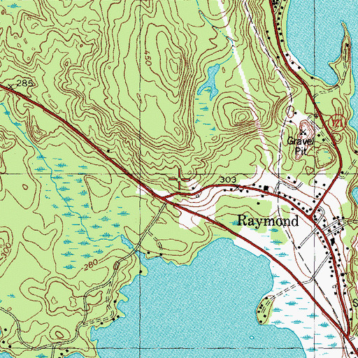 Topographic Map of Raymond Fire Department, ME
