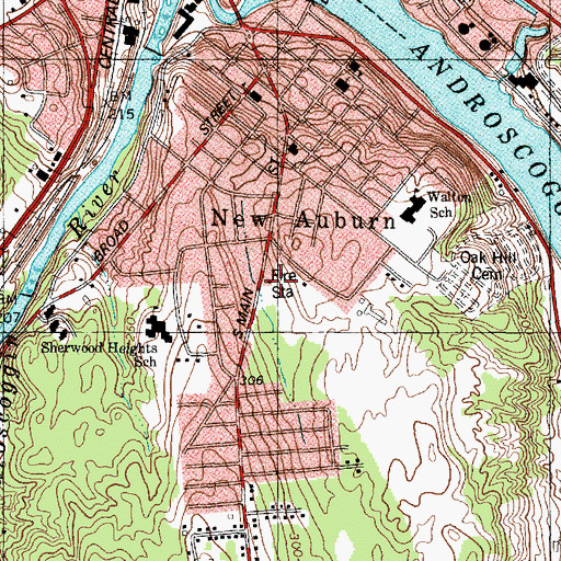 Topographic Map of Auburn Fire Department Engine 2, ME
