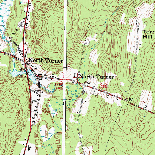 Topographic Map of Turner Volunteer Fire Department North Turner Station, ME
