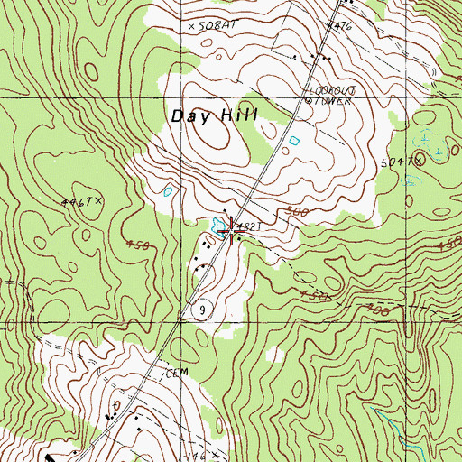Topographic Map of Wesley Volunteer Fire Department, ME