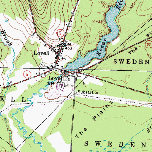 Topographic Map of Lovell Volunteer Fire Department Village Station, ME