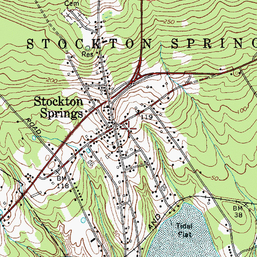 Topographic Map of Stockton Springs Volunteer Fire Department, ME