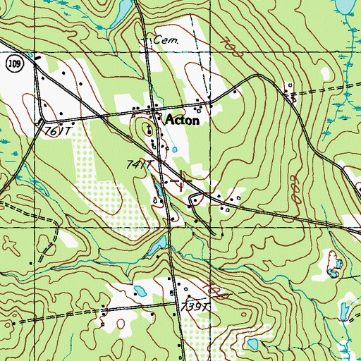 Topographic Map of Acton Volunteer Fire Department, ME