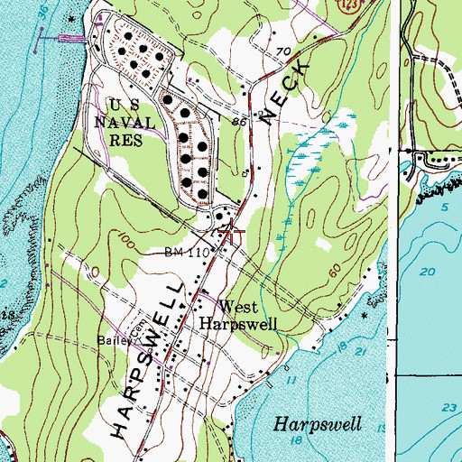 Topographic Map of Harpswell Neck  Fire and Rescue Irving F Chipman Station, ME
