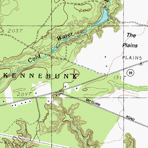 Topographic Map of Kennebunk Blueberry Plains Fire Station, ME