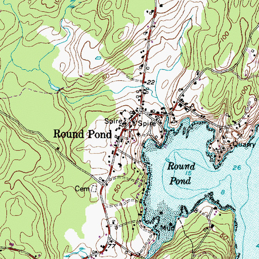 Topographic Map of Bristol Fire Station Round Pond, ME