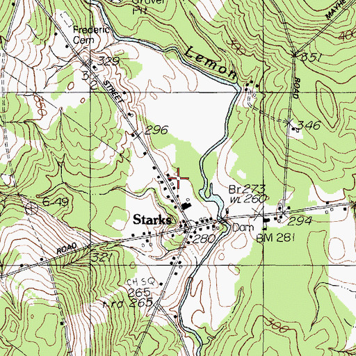 Topographic Map of Starks Volunteer Fire Department, ME