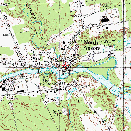 Topographic Map of Anson Volunteer Fire Department, ME