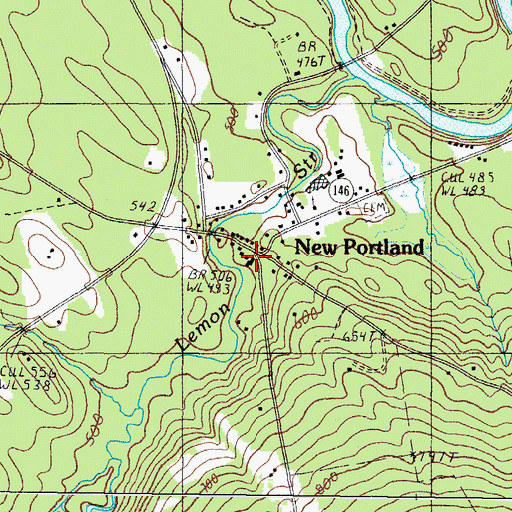 Topographic Map of New Portland Fire Department, ME