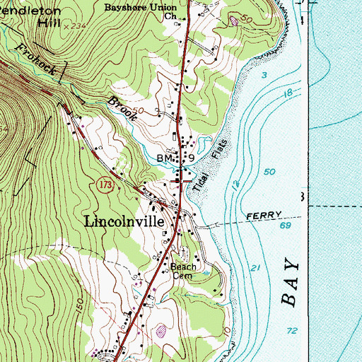 Topographic Map of Lincolnville Volunteer Fire Department Beach Station, ME