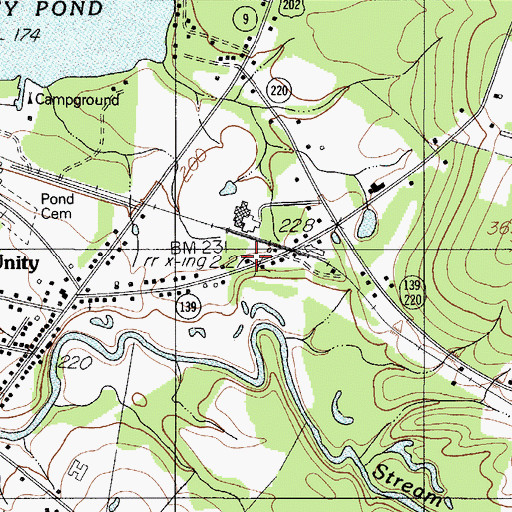 Topographic Map of Unity Fire Department, ME