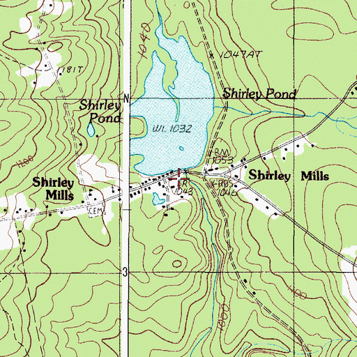 Topographic Map of Shirley Volunteer Fire Department, ME