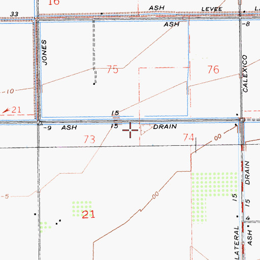 Topographic Map of Ash Fifteen Drain, CA