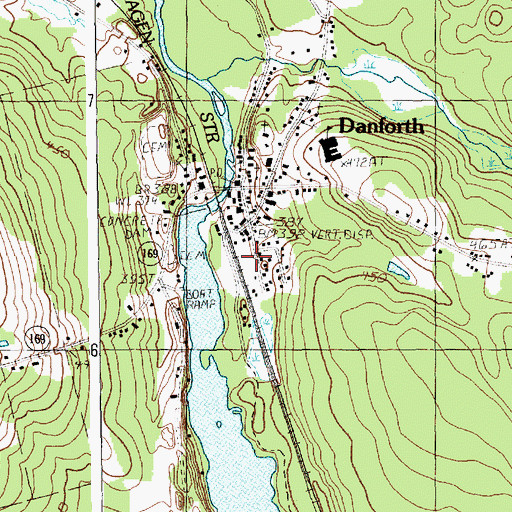 Topographic Map of Danforth Volunteer Fire Department, ME