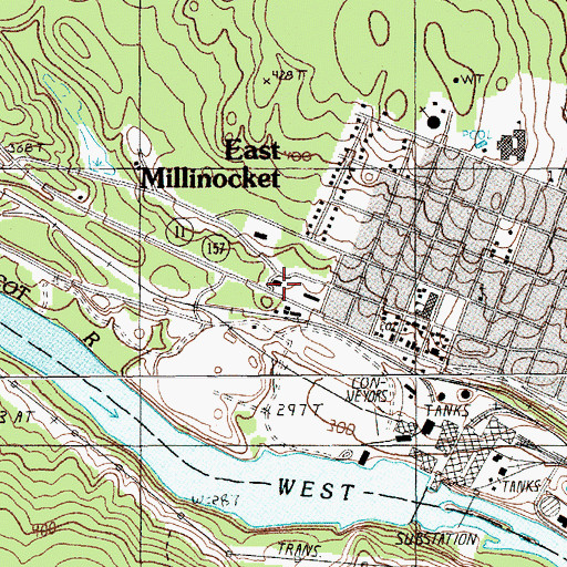 Topographic Map of East Millinocket Fire Department, ME