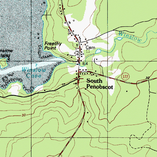 Topographic Map of Penobscot Volunteer Fire Department Storage, ME