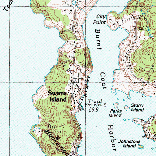 Topographic Map of Swans Island Volunteer Fire Department, ME