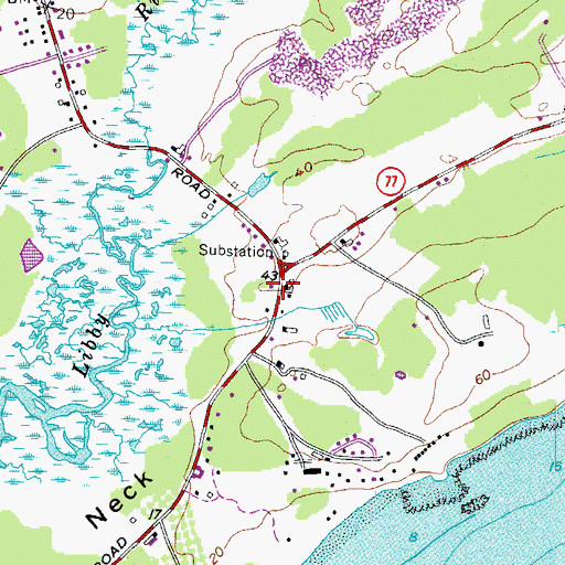 Topographic Map of Scarborough Fire Station, ME