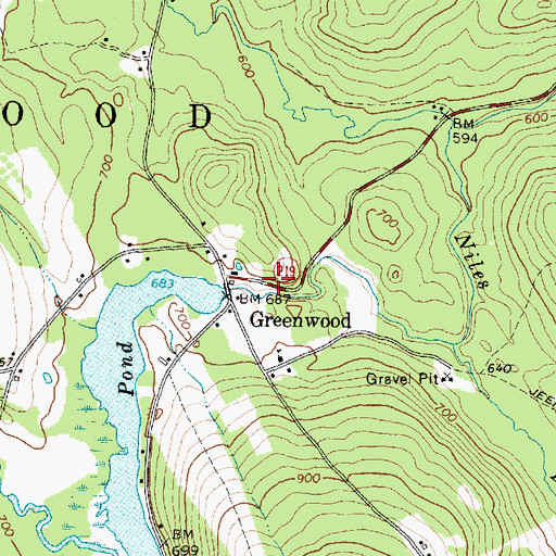 Topographic Map of Greenwood Fire Department Station 2, ME