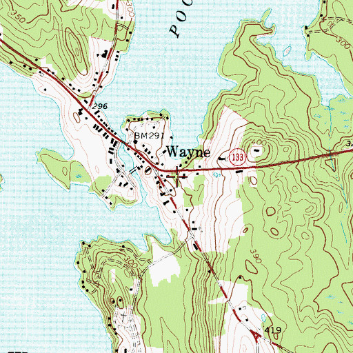 Topographic Map of Wayne Volunteer Fire Department Village Station, ME