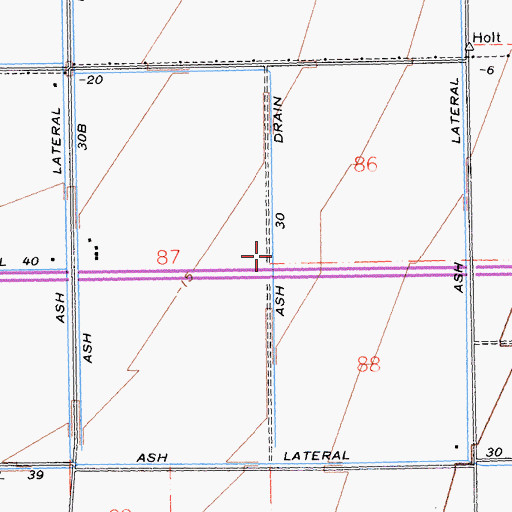 Topographic Map of Ash Thirty Drain, CA