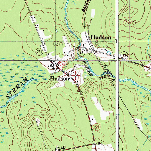 Topographic Map of Hudson Volunteer Fire Department, ME