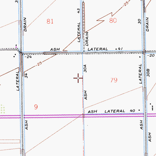 Topographic Map of Ash Thirty A Drain, CA