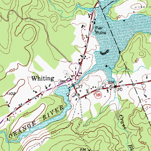 Topographic Map of Whiting Volunteer Fire Department, ME