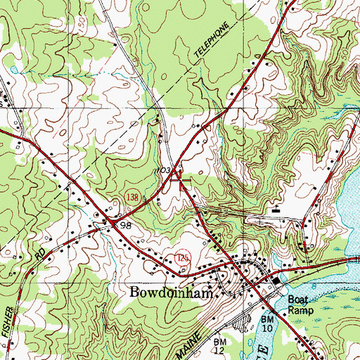 Topographic Map of Bowdoinham Fire Department, ME