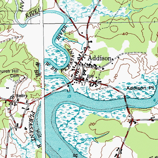 Topographic Map of Addison Volunteer Fire Department Village Station, ME