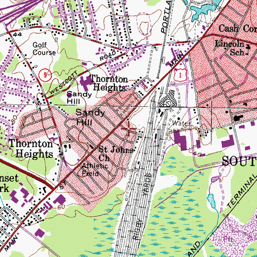 Topographic Map of South Portland Fire Department Union Street, ME