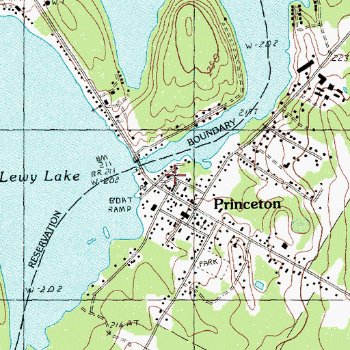 Topographic Map of Princeton Volunteer Fire Department, ME